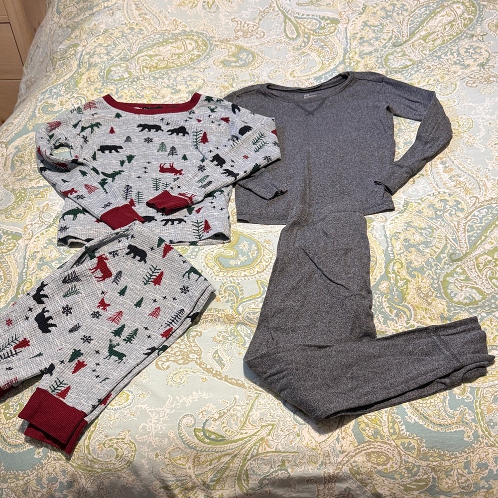 Kids Pajamas Set - Gray and Red size 8 unisex